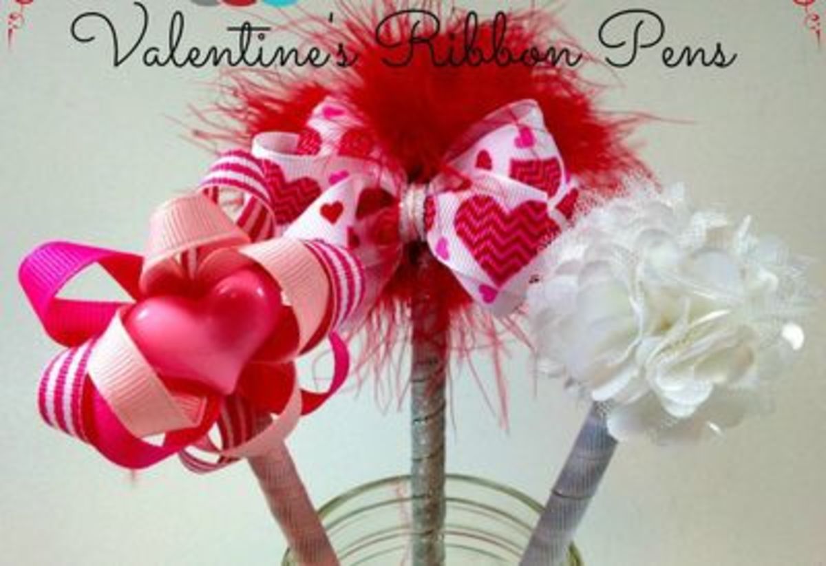 Valentine ribbon pens