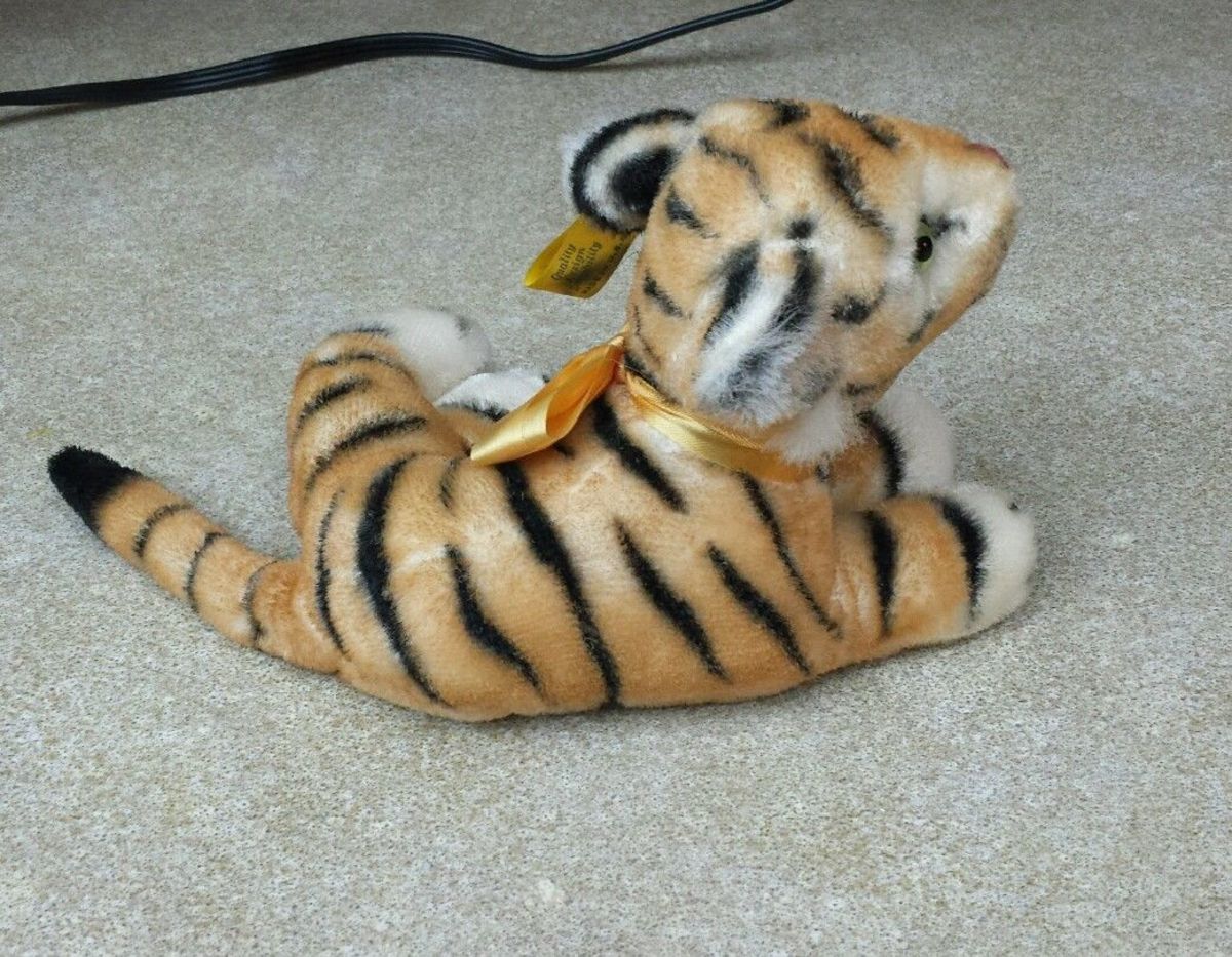 This Bengal tiger stuffed plush animal was designed and hand made by Character Novelty Company in the glorious age of toy-making the 1950s. It is a great vintage stuffed animal that is hard to find in mint condition with no blemishes or imperfections