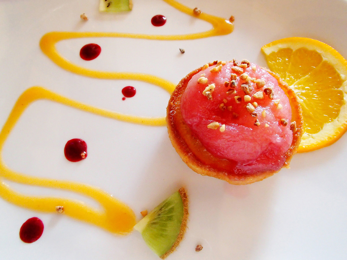 Poached peach dessert looks seriously good and tastes seriously delish!  
