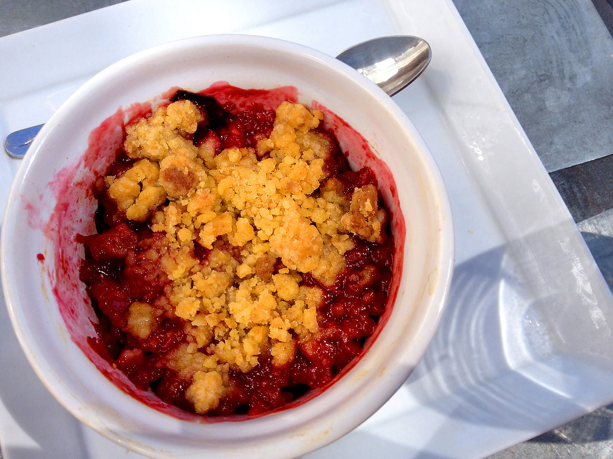 Soft, crunchy, sweet, tangy - fig and prune crumble is a dessert of contrasts.