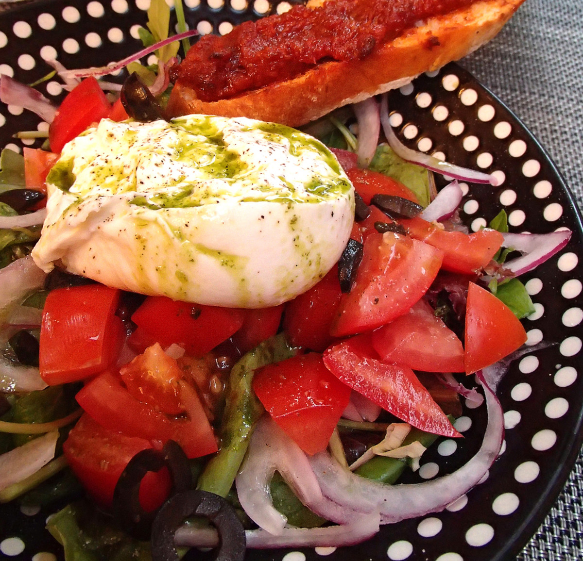 Nothing tastes more Provence than this tomato goat cheese salad.