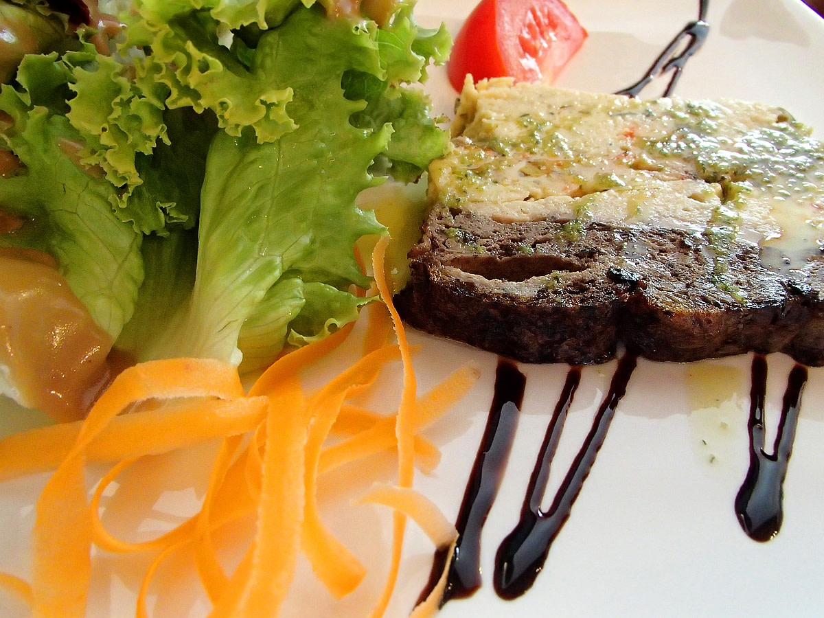 Foie gras with black truffle is a classic entree served before the main course at many restaurants in southern France.