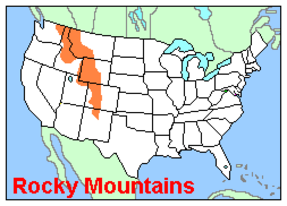 Map of Rocky Mountains U.S.