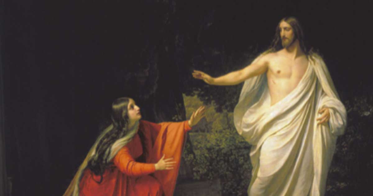 Mary Magdalene in Garden with Jesus after His resurrection
