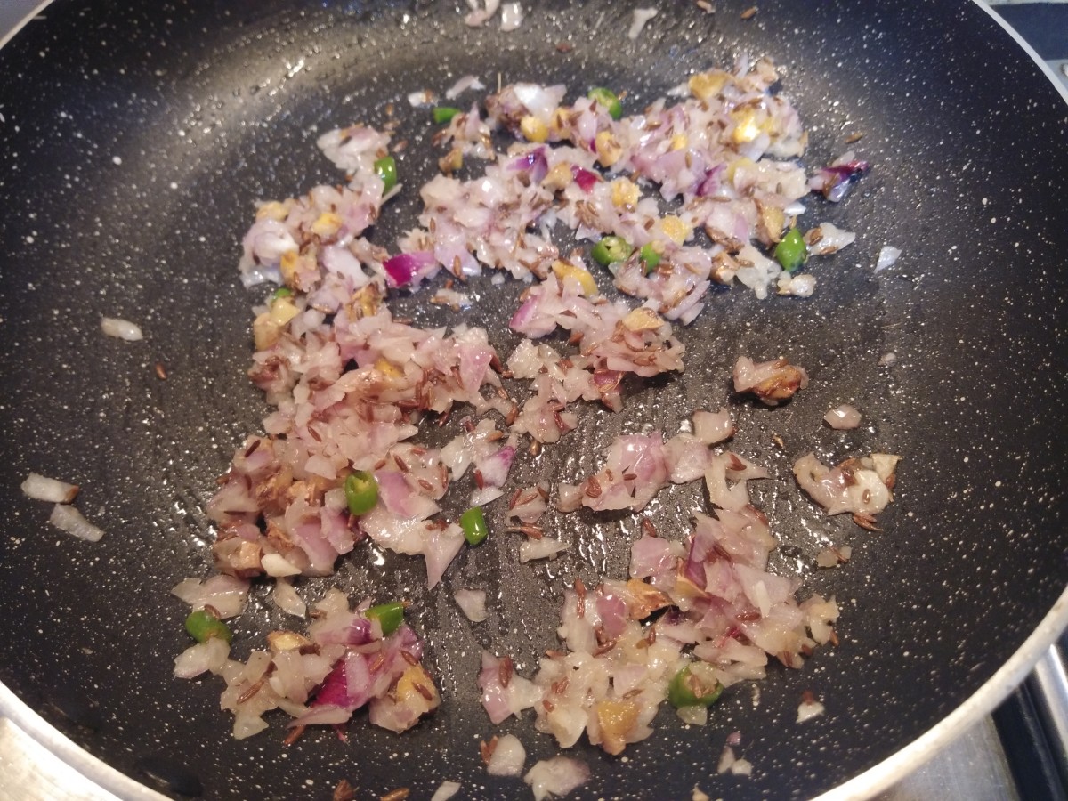 Fry till onion turns translucent.