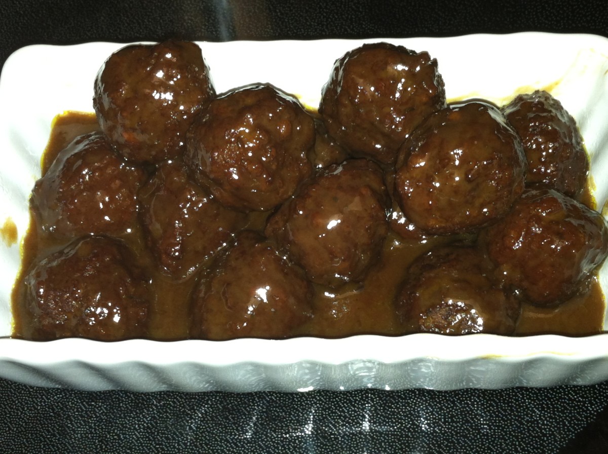Meatballs simmered in Grape Jelly sauce