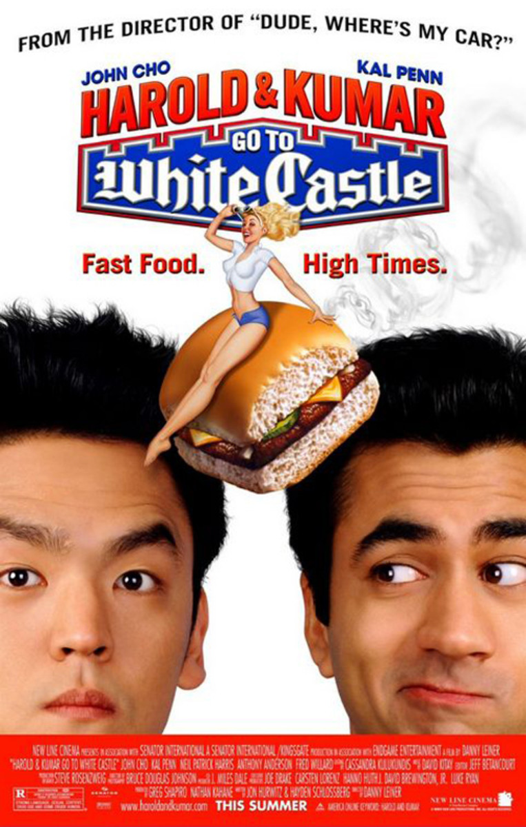 Cast: Kal Penn John Cho A big shout out has to be given to both Harold and Kumar films  the original is the ultimate stoner munchy run gone awry. After getting stoned, pals Harold and Kumar go in search of the White Castle burger, which seems like a 