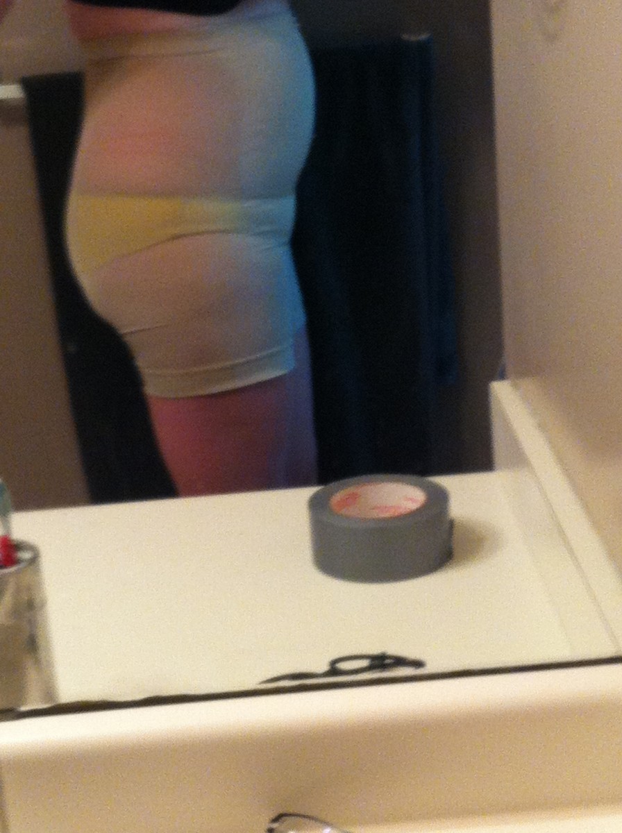 Before picture, with high-waisted shapewear.