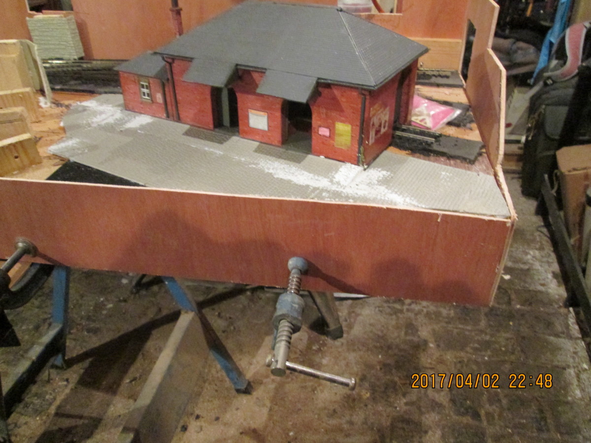 The front casing has been cut to depth, the gap between the stone sets and the front to be covered with plastic filler