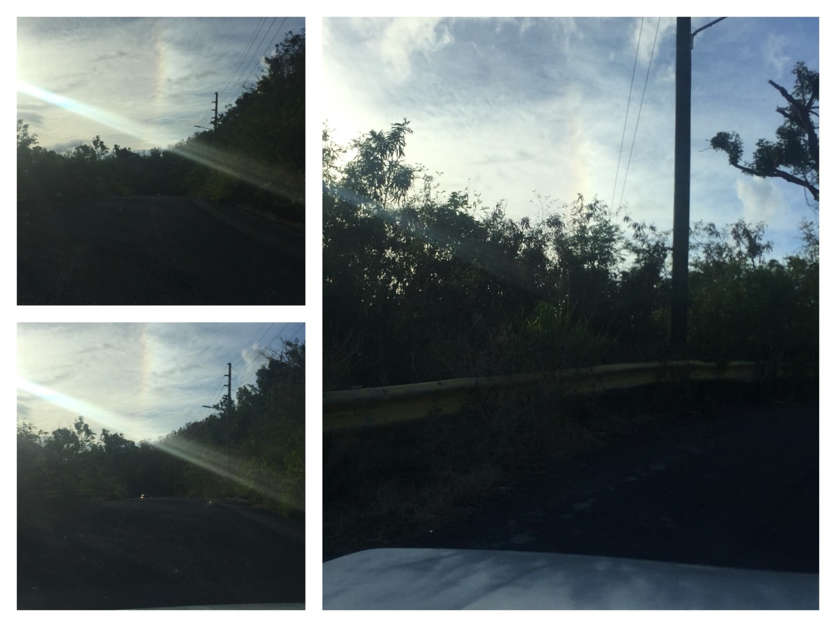 Driving up the stretch from UVI beach Brewers Bay heading westward, when the reflection of the was bouncing off the sun given a remarkable Rainbow the afternoon on March 26, 2018 @ 5:21pm.