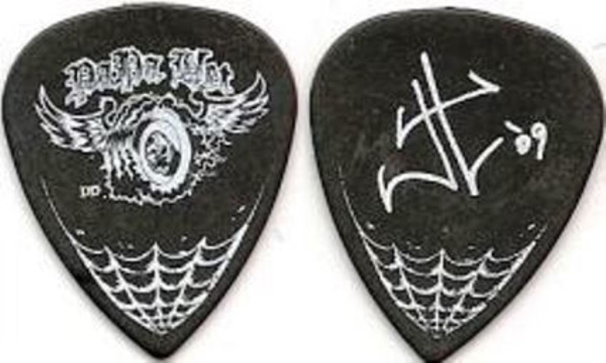 Metallica James Hatfield guitar pick from my collection—concert swag is great fun to collect and includes anything from the actual concert itself. I once caught a drumstick thrown by John Stamos when he was playing with the Beach Boys.