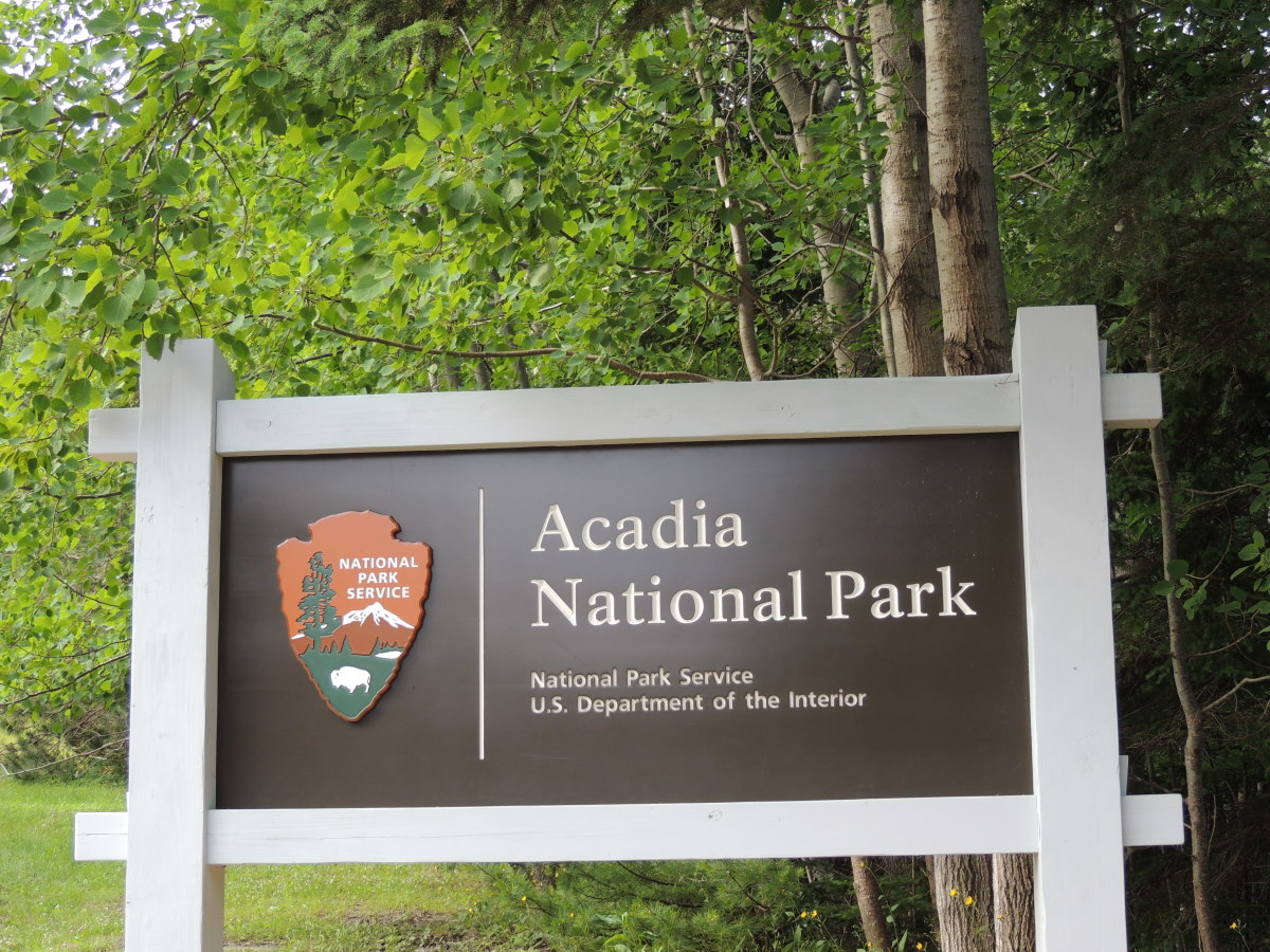 Acadia National Park Sign near the Hulls Cove Visitor Center