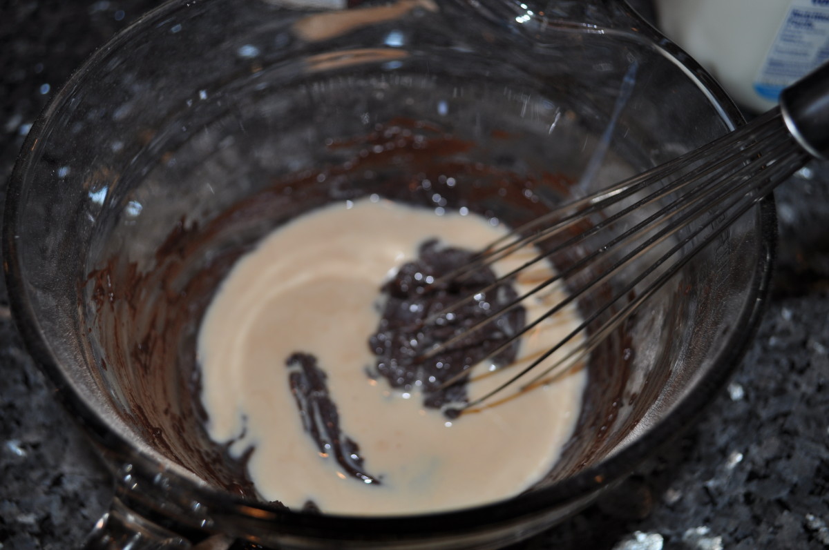 Whisk together pudding and milk until it is at a soft set stage. Then add both the vodka and the cream liquor.