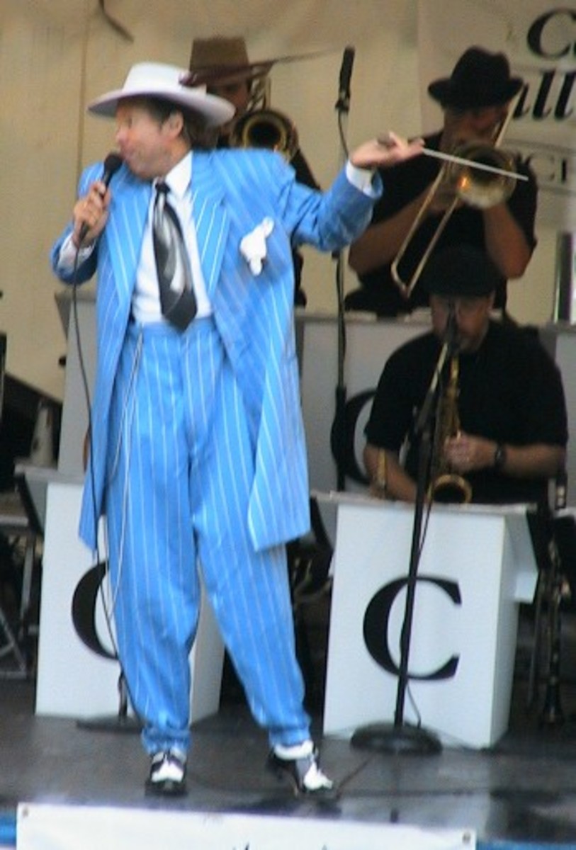 Man dressed in zoot suit style