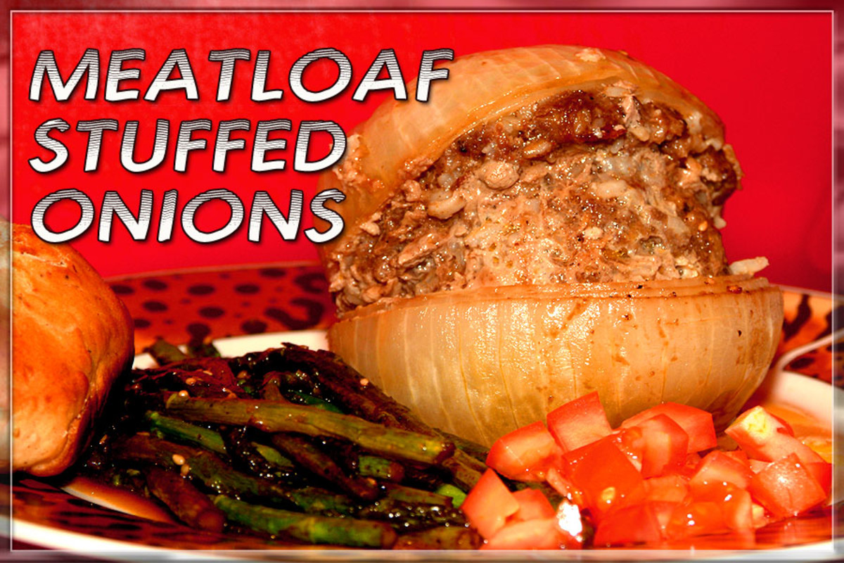 Serve your Meatloaf Stuffed Onions with chilled fresh diced tomatoes and a green vegetable, or right out of the foil bag fireside!