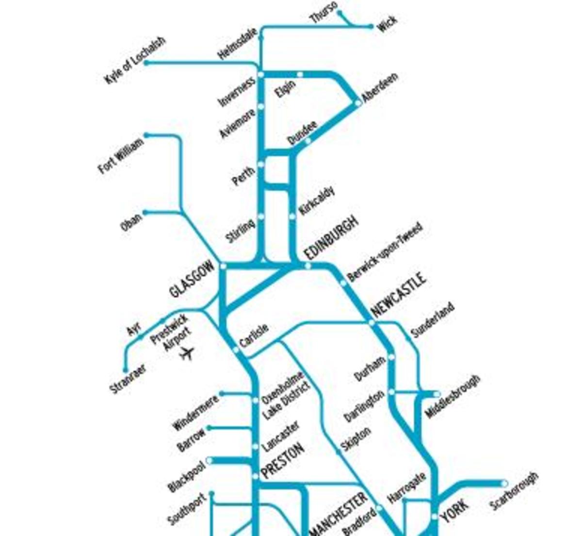 Rail links in the North of England and Scotland. King's Cross-Darlington, Darlington-Saltburn and coastal buses are the easiest if you do not have your own transport. Or rent a car at main stations (York, Darlington, Middlesbrough)
