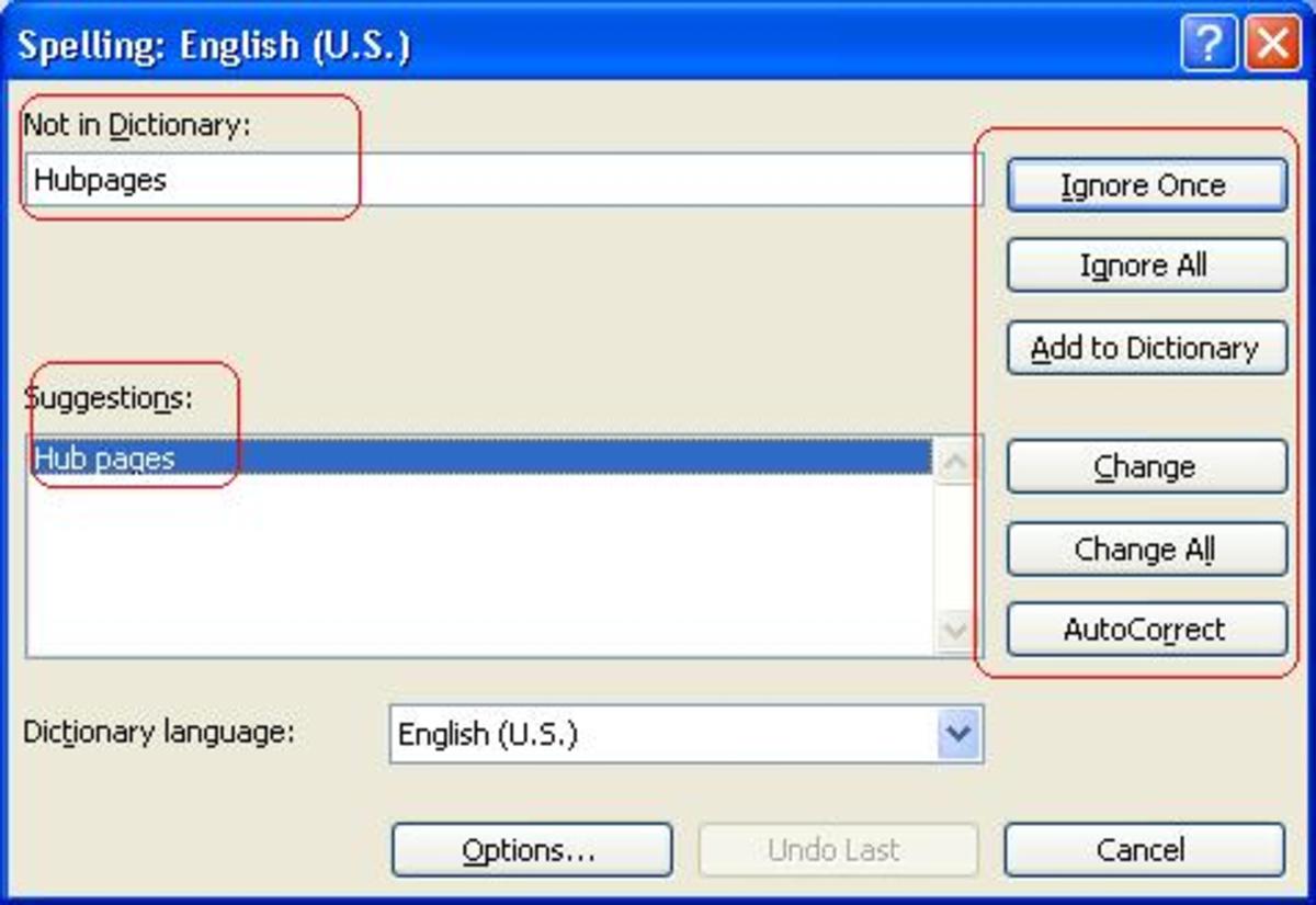 The spelling and grammar check in Microsoft Office Excel