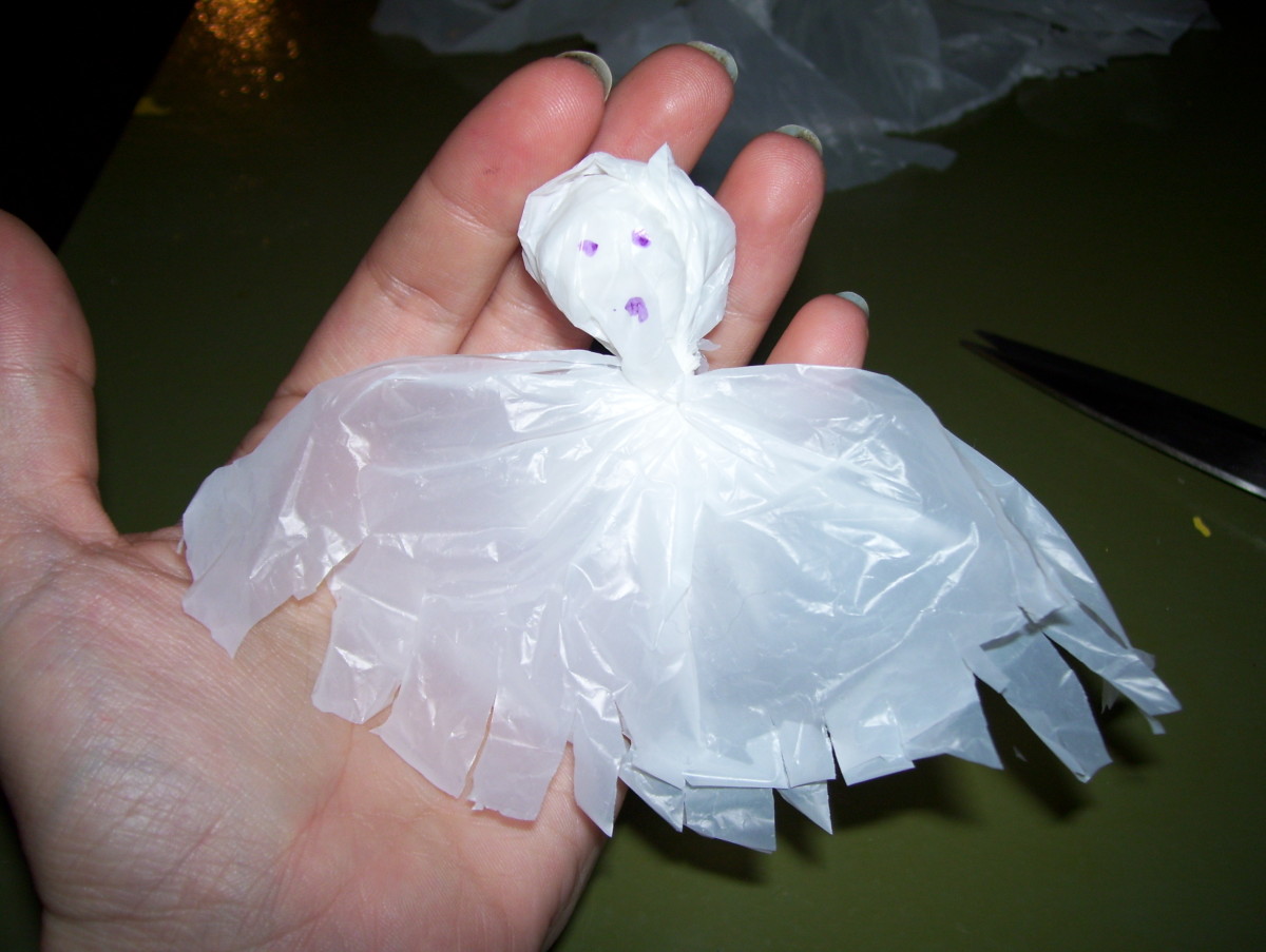 Plastic bag ghost--baby ghost from bag handle