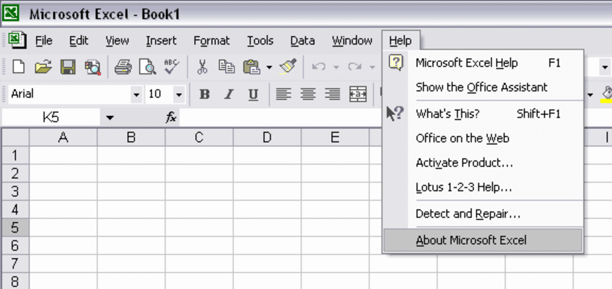 Using The Window And Help Menu Of Microsoft Excel 03 Hubpages