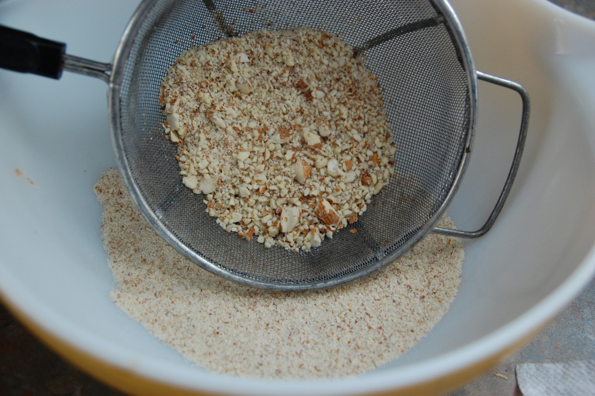 Sifting the flour into a large bowl