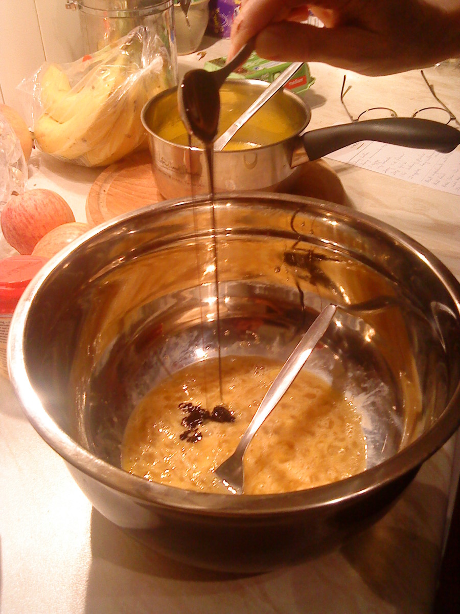 Add molasses into the mixture.