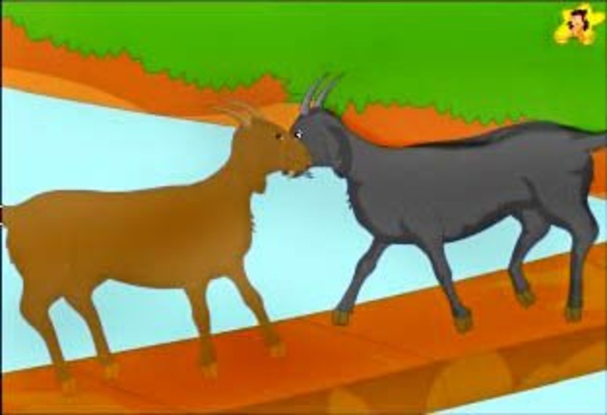Childrens stories online - The two silly goats started pushing each other