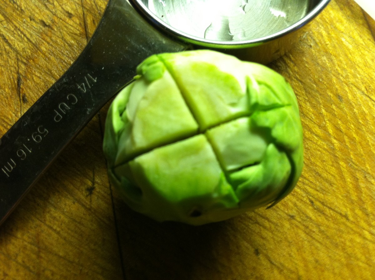Preparing the Brussels sprouts