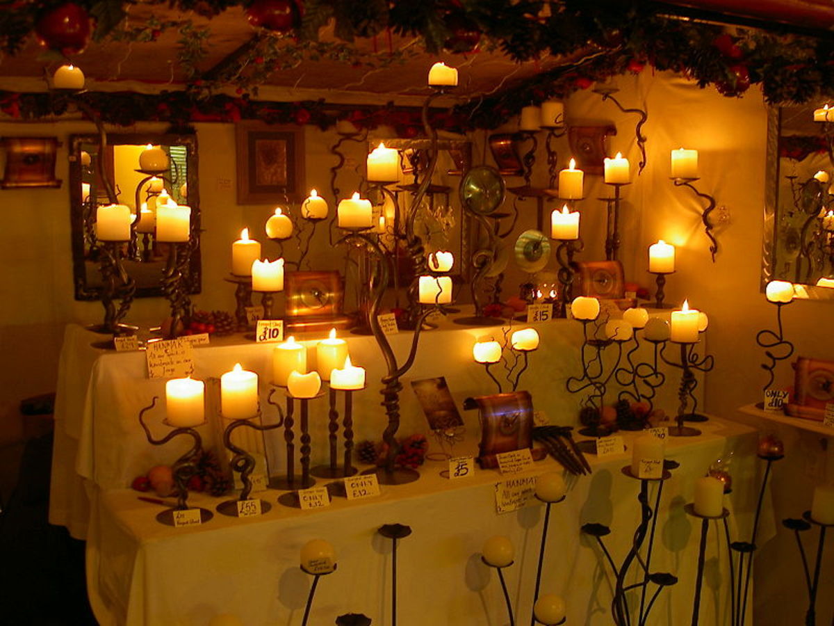 A selection of candles and holders.