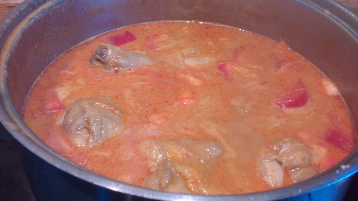 Chicken is left to simmer after the rest of ingredients were added.