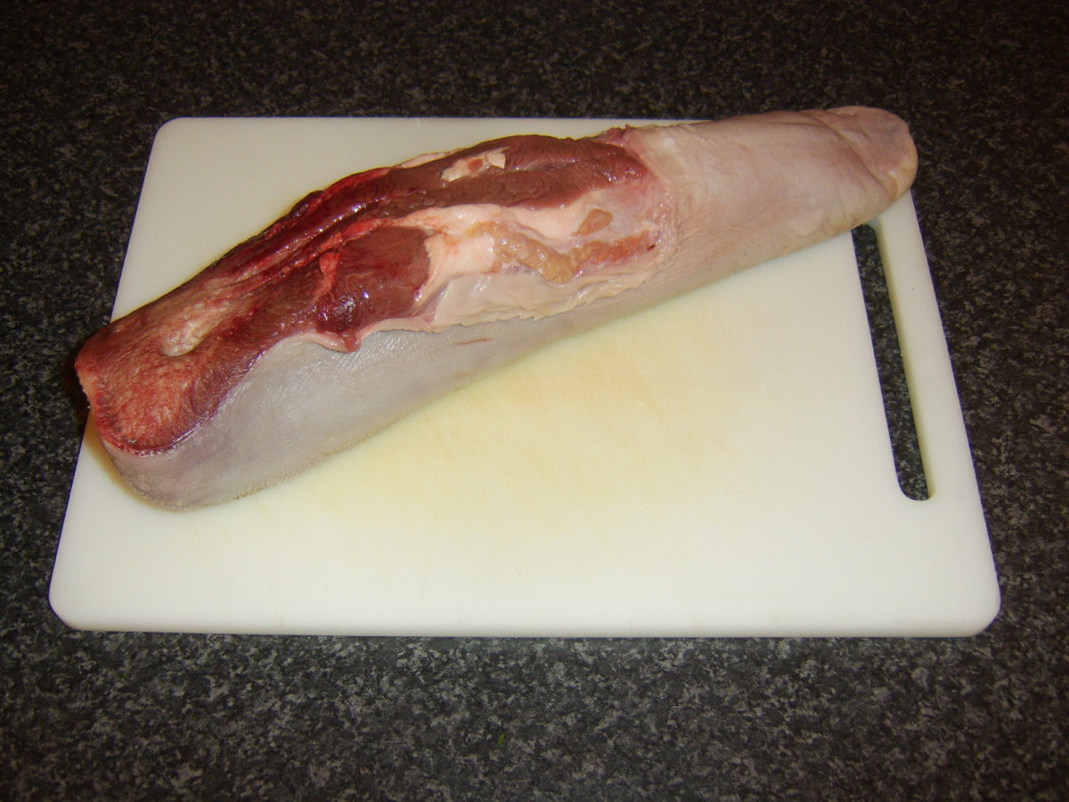 Fully cleaned and prepared ox tongue