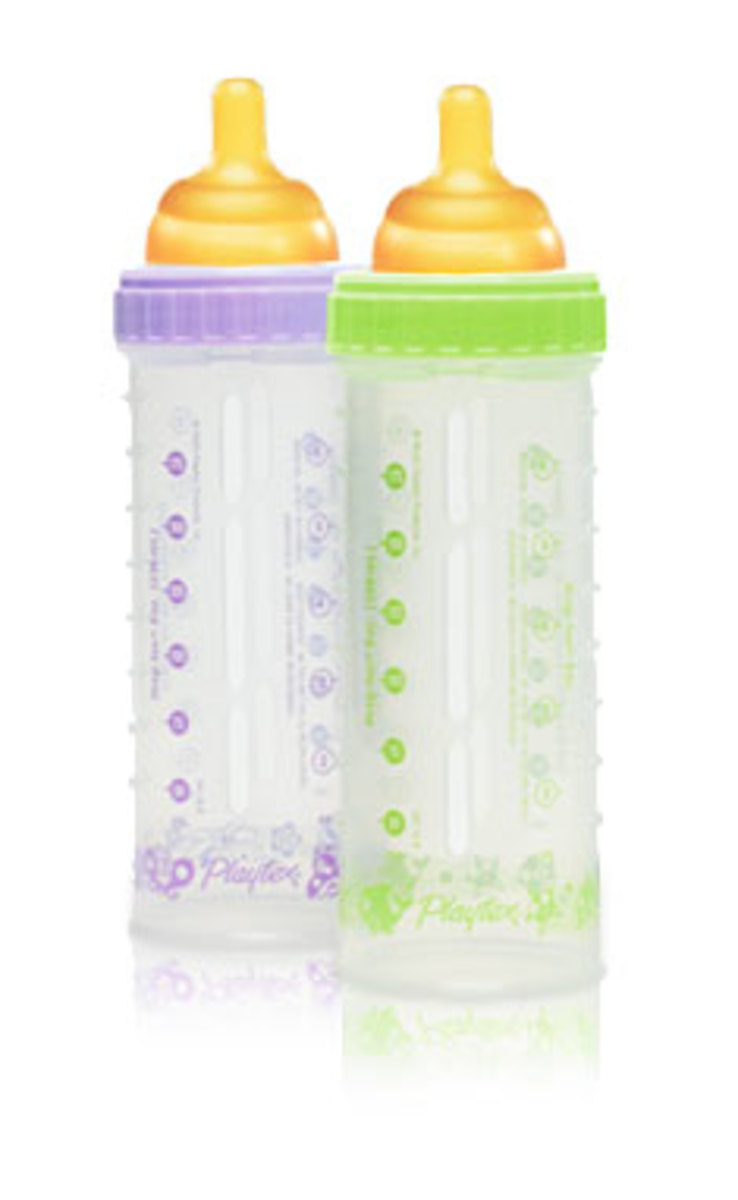 These bottles are a system that consists of an outer shell and an inner drop-in liner all held together by the cap that holds the nipple. Our favourite bottle feeding system.