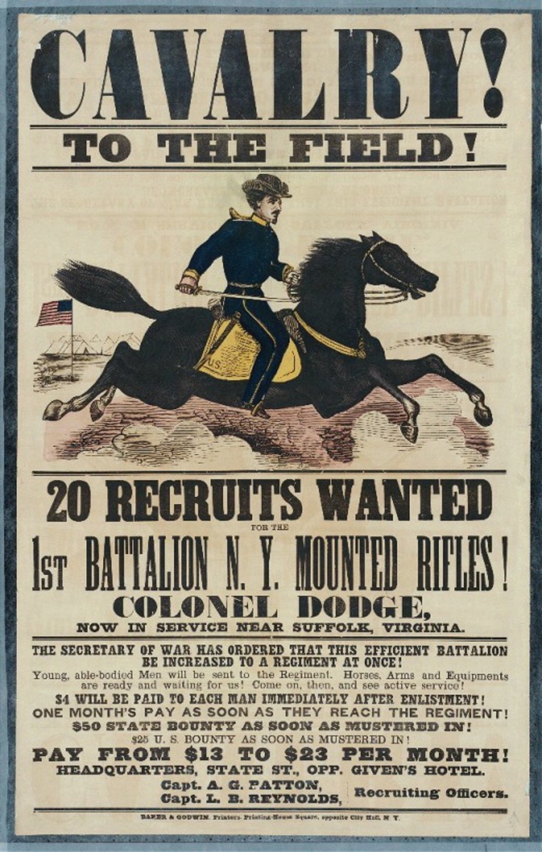 Recruitment poster for a New York cavalry unit - the "Mounted Rifles".