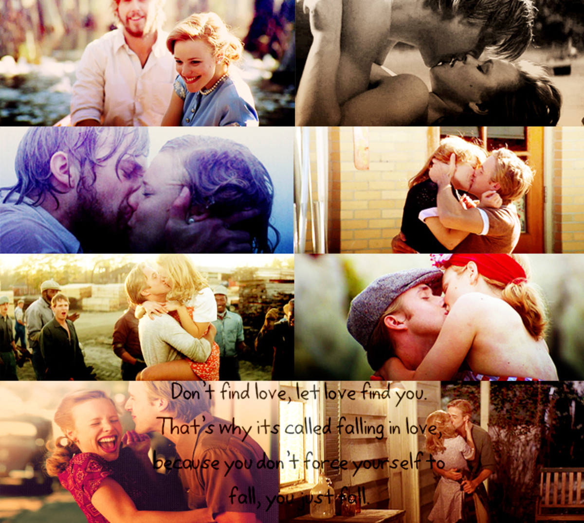 Romantic still shots from the film The Notebook. 