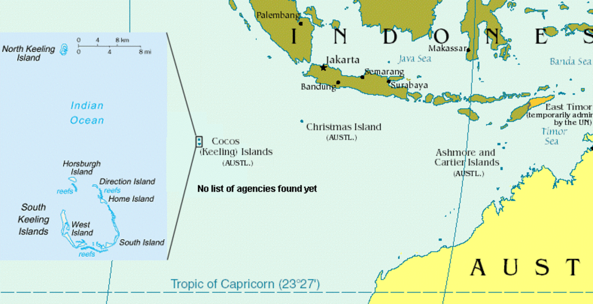 Location of the Cocos (Keeling) Islands of Australia