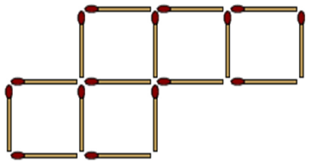 The matchstick riddle:  Move two matchsticks to make only four identical squares.