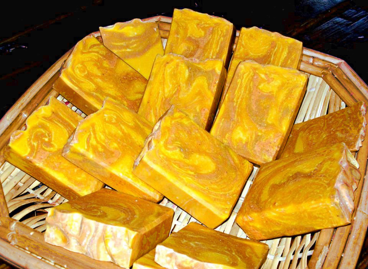 Red Palm Oil Soap scented with Blood Orange FO swirled with Madder Root Powder, Red Clay, and Rose Clay