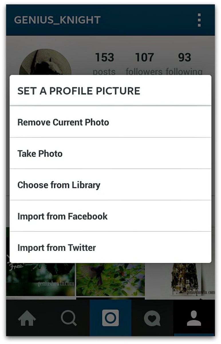 Choose a desired media to import your desired image for your Instagram profile pic