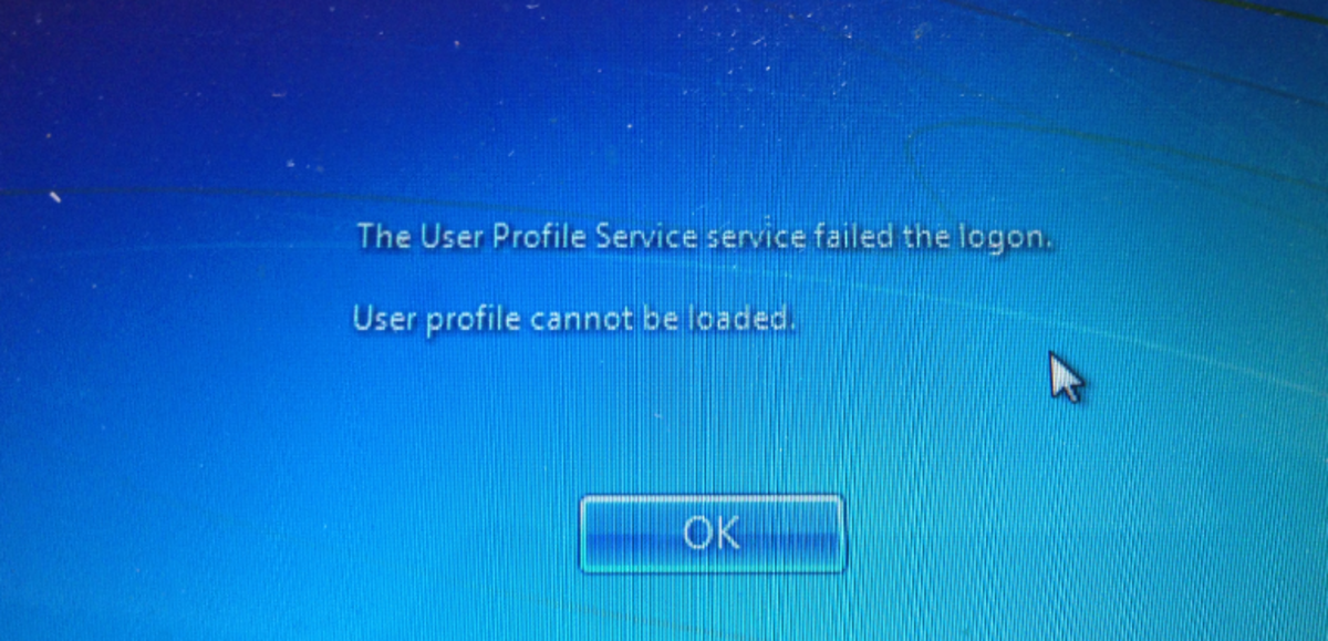 The 'User Profile failed the logon' error can be fixed via administrator and secondary account, and use of Safe Mode