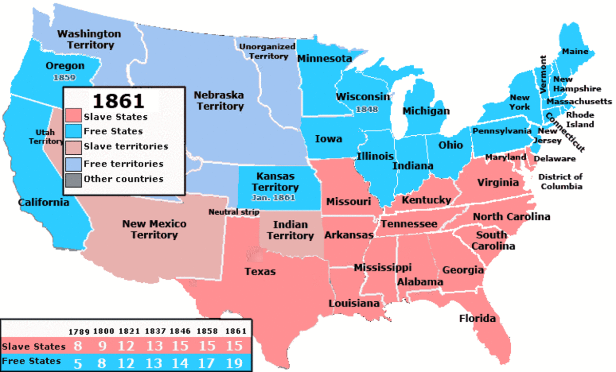 Map of U.S. during the Civil War