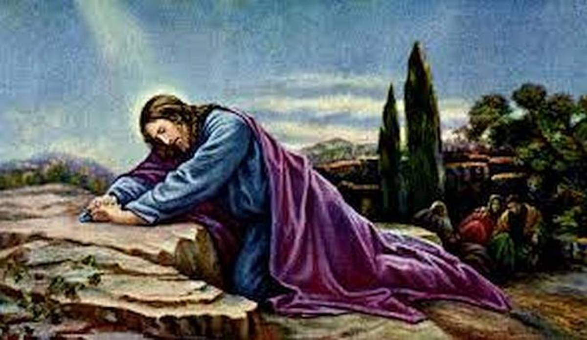 Jesus prays in the Garden of Gethsemane.