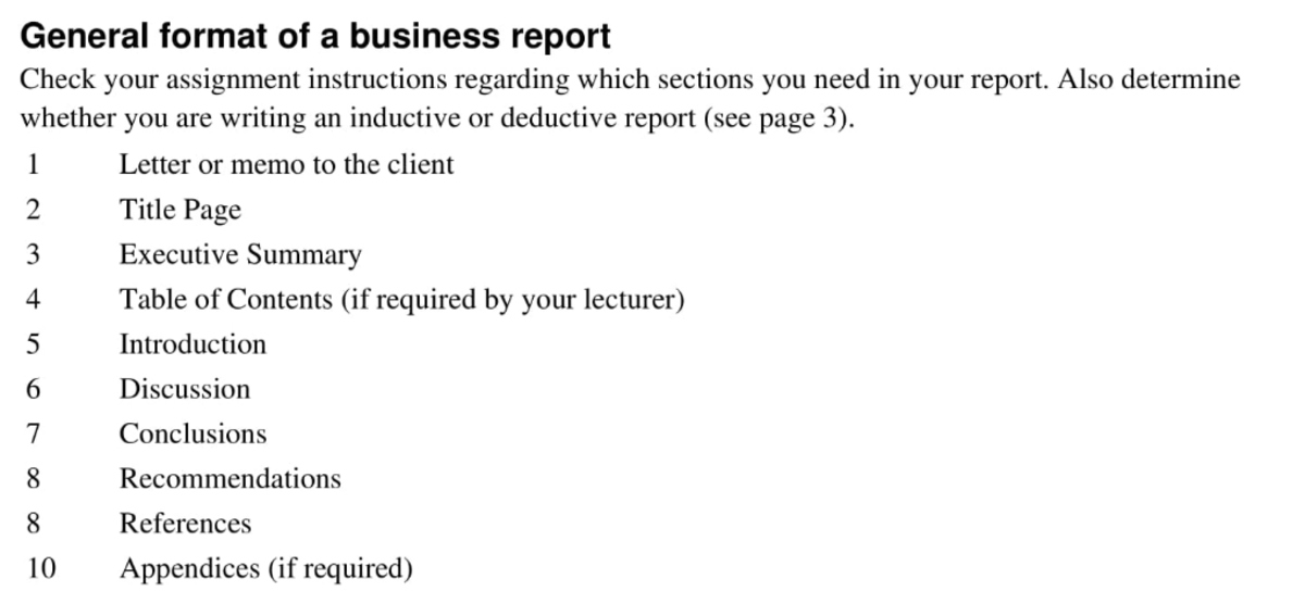 business report example