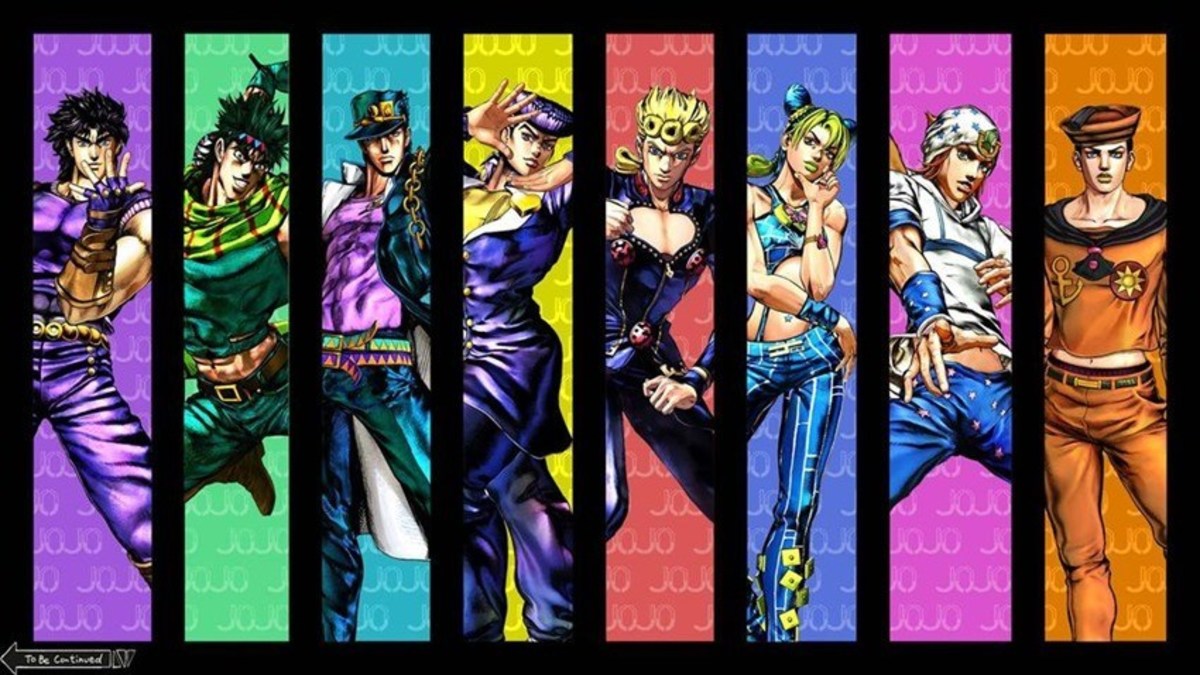 Every one of the Jojo's so far all pulling a ridiculous amazing Jojo pose (except maybe Josuke 2 at the end, kinda letting down the squad)