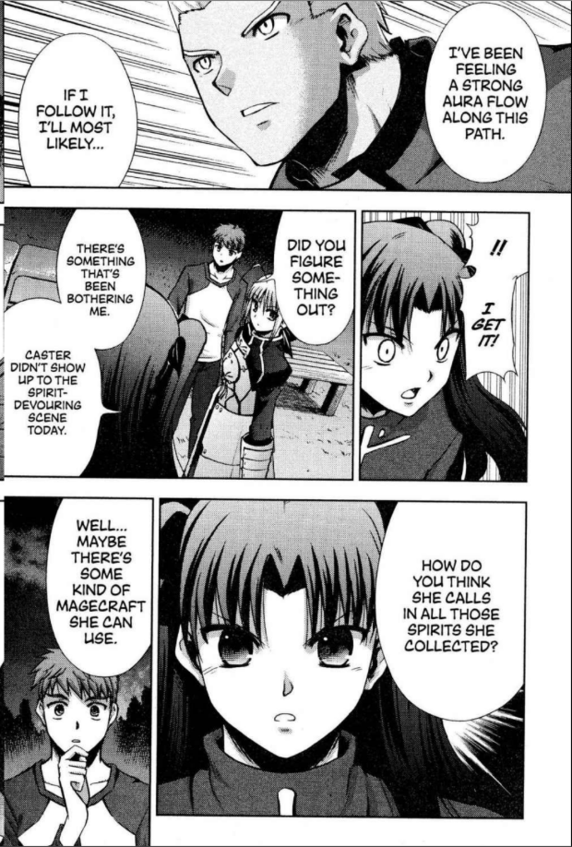 Shirou and Rin discuss Caster.
