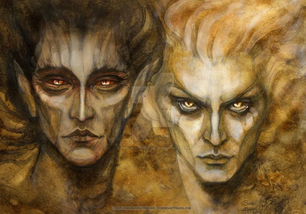 Melkor and Sauron by BohemianWeasel