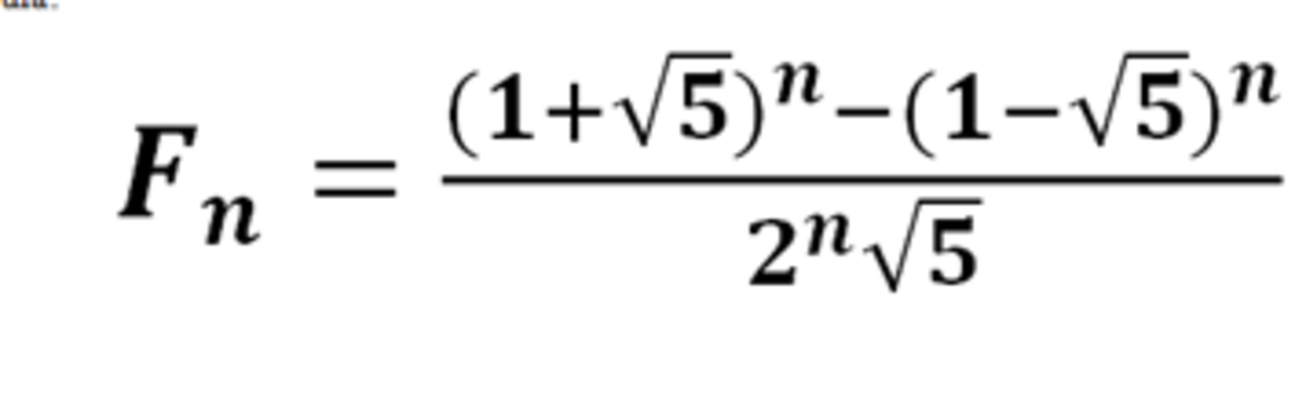 fibonacci sequence formula golden ratio