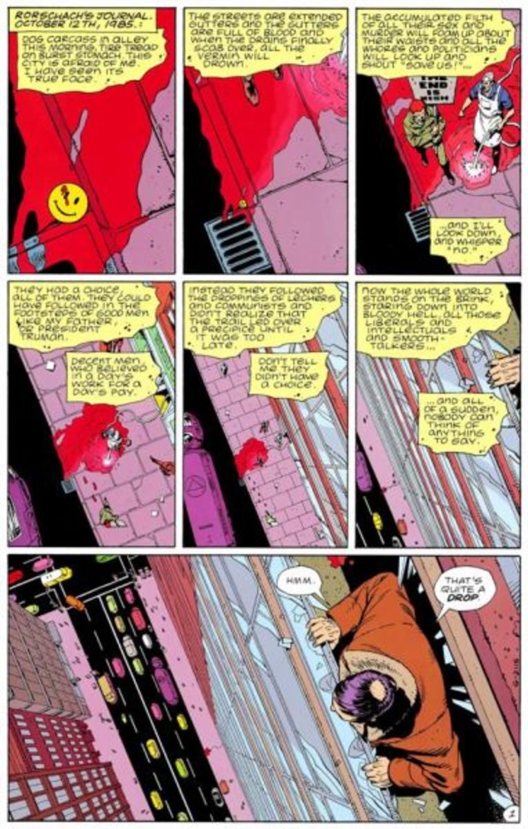 Another one of the greatest pages in all comics history. From Watchmen By Alan Moore and Dave Gibbons.