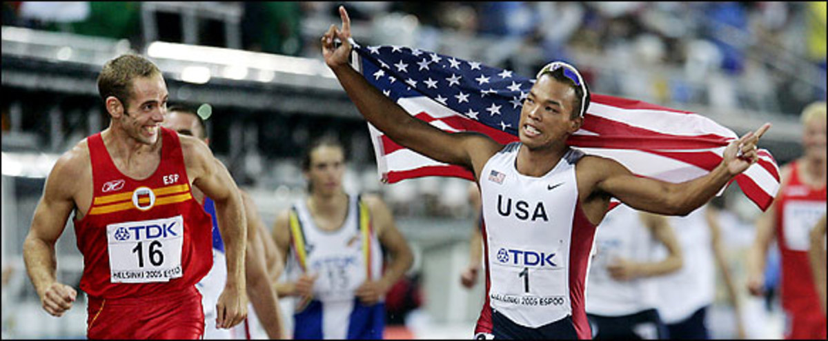 Bryan Clay right after winning the Decathlon in the 2008 Beijing Olympic Games.