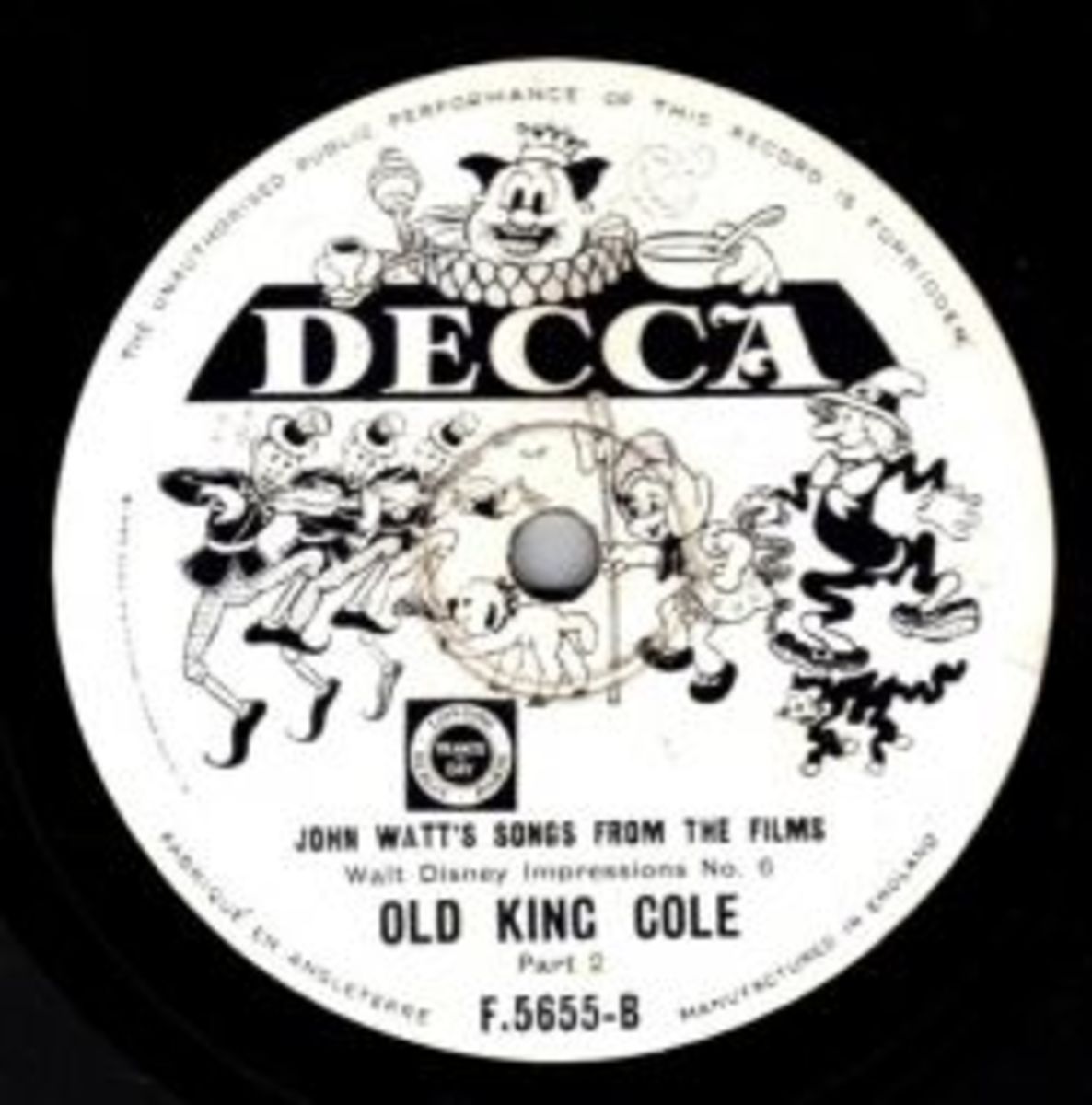 UK Decca F 5655 Old King Cole Walt Disney Impressions No 6. Picture Label