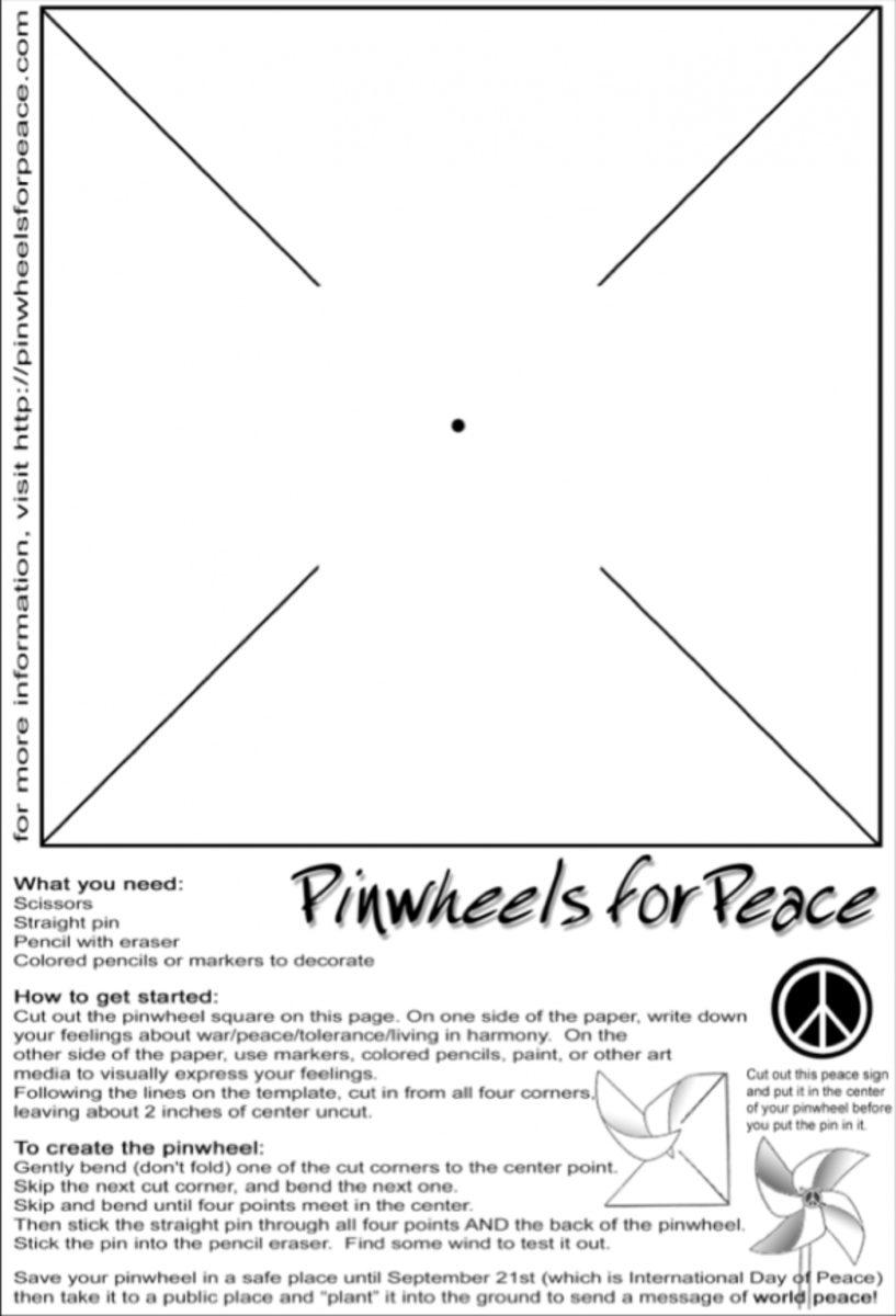 Pinwheels for Peace template, used with pernission -  www.pinwheelsforpeace.com