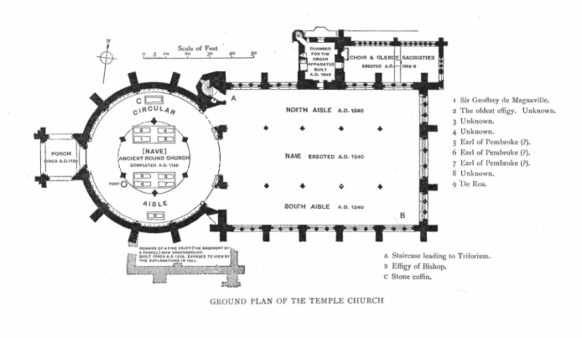 Plan of the Temple Church, London.